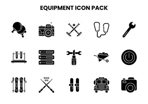Equipment Glyph Bundle Icons Pack Stock Illustration