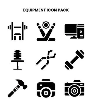 Equipment Glyph Bundle Icons Pack Stock Illustration