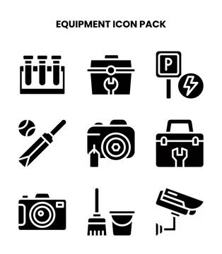 Equipment Glyph Graphics Icons Pack Stock Illustration