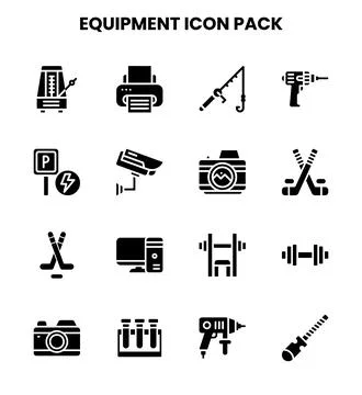Equipment Glyph Vector Icons Pack Stockillustratie