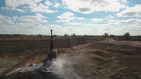Equipment in a granite quarry Stock Footage 200826460