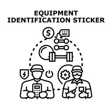 Equipment identification sticker concept for asset management Stock Illustration