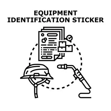 Equipment identification sticker concept with inventory management Stock Illustration