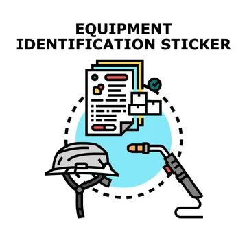 Equipment identification sticker concept with inventory management Stock Illustration
