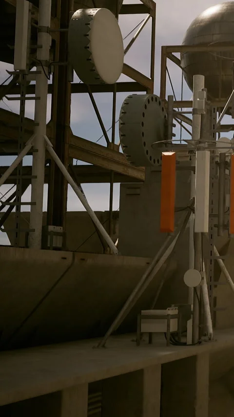 Equipment on industrial structure during daytime at a construction site Video stock 339412200