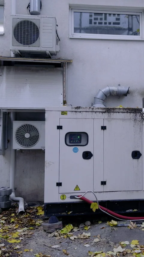 Equipment installation process showing a generator unit with visible connections Vídeo Stock 331153666