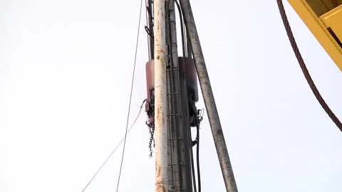 Equipment for installing piles in ground Stock Footage 160352328