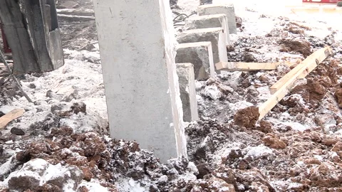 Equipment for installing piles in ground Stock Footage 160353477