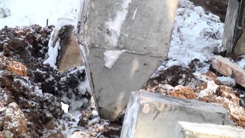 Equipment for installing piles in ground Stock-Footage 160358217