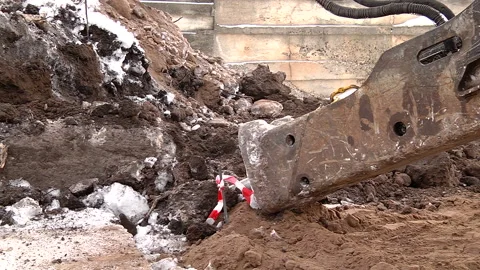 Equipment for installing piles in ground Stock Footage 160358575