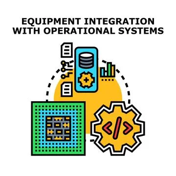 Equipment integrating with operational systems concept Stock Illustration