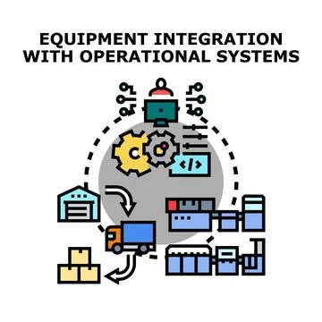 Equipment integration with operational enterprise systems concept Stock Illustration