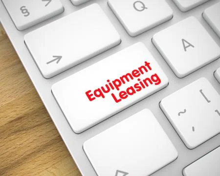 Equipment Leasing - Message on White Keyboard Key. 3D. Illustrazione stock
