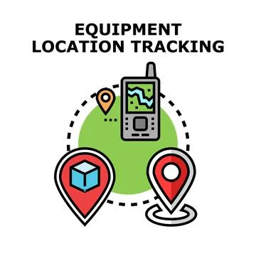Equipment location tracking system concept illustration Stock Illustration