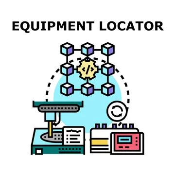 Equipment locator system managing inventory and robotic automation Stock Illustration