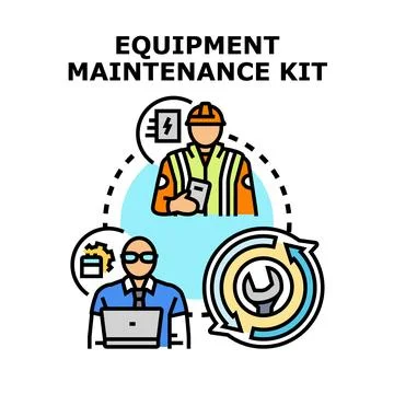 Equipment maintenance kit with technical and engineering support Stock Illustration