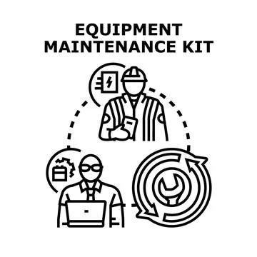 Equipment maintenance kit with technical and engineering support Stock Illustration