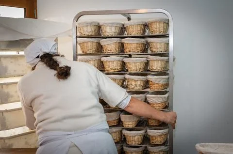 Equipment for making bread with banners of bread Stock Photos