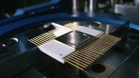 Equipment at the microchip manufacturing plant Stock Footage 151548053