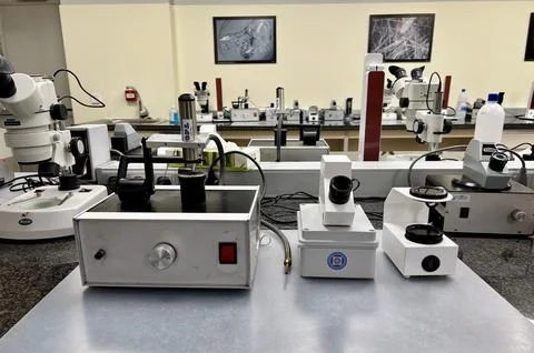 Equipment in microscopy classroom Stock Photos