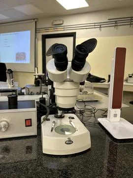 Equipment in microscopy classroom Stock Photos