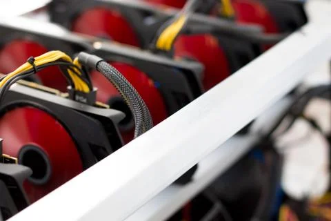 Equipment for Mining Crypt. Copy Space Fotos de archivo