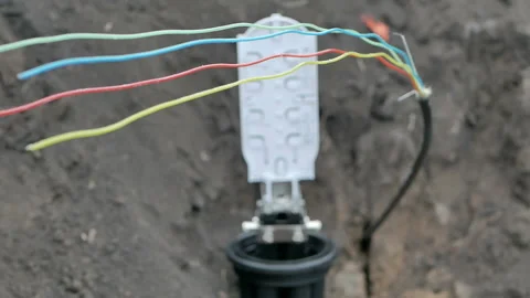 Equipment of the operator of communication Stock Footage 98591717