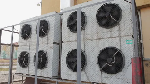 Equipment or ventilation system outside the building supermarket or shopping Stock Footage 130180447