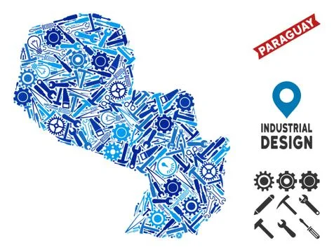 Equipment Paraguay Map Composition 库存插图