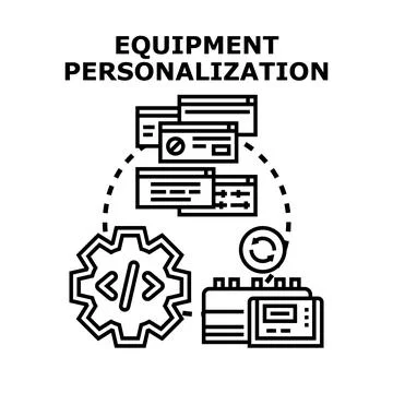 Equipment personalization illustration a gear with code symbols. Various inte 库存插图