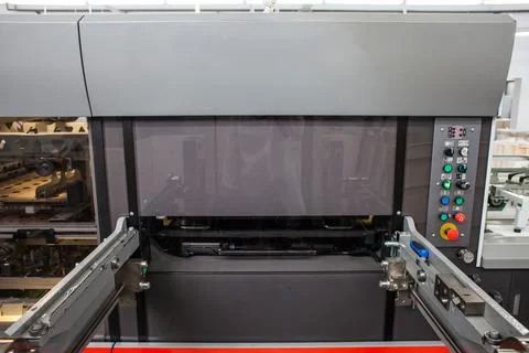 The equipment for a press. Offset machine at the printing manufacturing. Pr.. Stock Photos