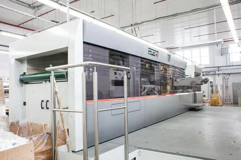 The equipment for a press. Offset machine at the printing manufacturing. Pr.. Stock Photos
