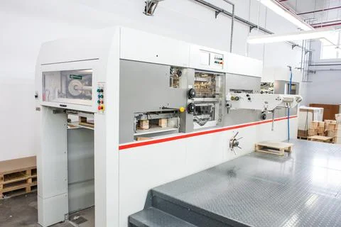 The equipment for a press. Offset machine at the printing manufacturing. Pr.. Stock Photos