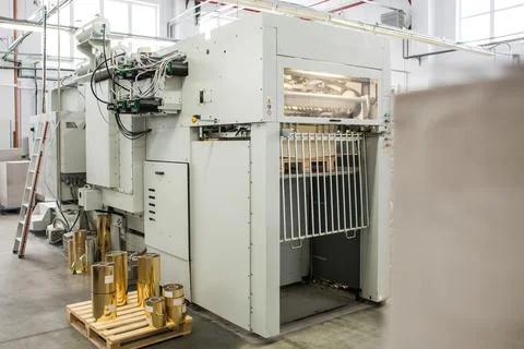 The equipment for a press. Offset machine at the printing manufacturing. Pr.. Stock Photos