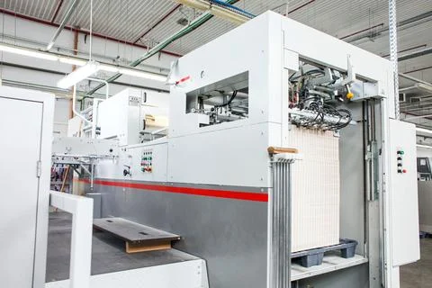 The equipment for a press. Offset machine at the printing manufacturing. Pr.. Stock Photos