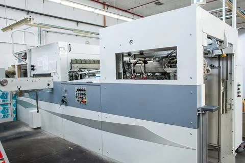 The equipment for a press. Offset machine at the printing manufacturing. Pr.. Stock Photos