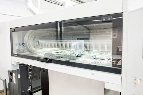 The equipment for a press. Offset machine at the printing manufacturing. Pr.. Stock Photos