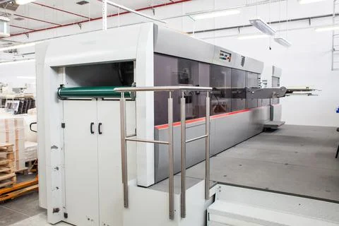The equipment for a press. Offset machine at the printing manufacturing. Pr.. Stock Photos