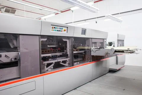 The equipment for a press. Offset machine at the printing manufacturing. Pr.. Stock Photos
