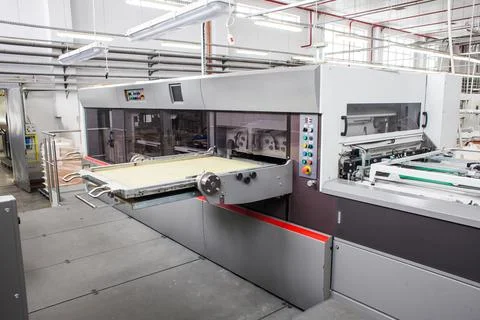 The equipment for a press. Offset machine at the printing manufacturing. Pr.. Stock Photos