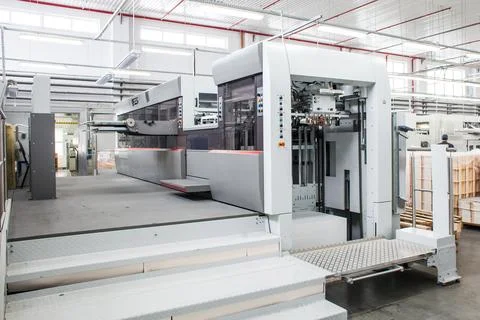 The equipment for a press. Offset machine at the printing manufacturing. Pr.. Stock Photos