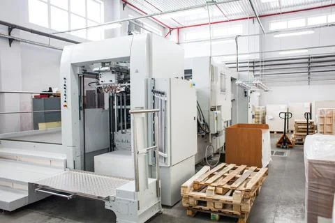 The equipment for a press. Offset machine at the printing manufacturing. Pr.. Stock Photos
