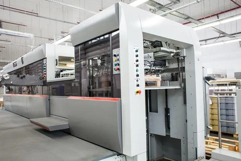 The equipment for a press. Offset machine at the printing manufacturing. Pr.. Stock Photos