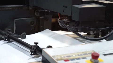 Equipment in the printing house. Offset printing machine.  Stock Footage 166895695