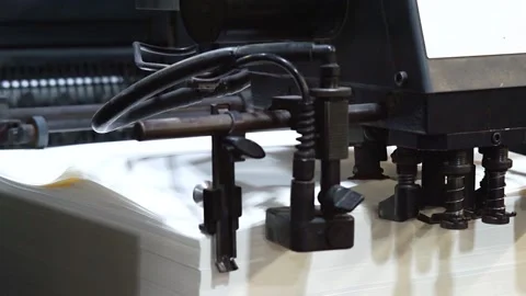 Equipment in the printing house. Offset printing machine. Stock Footage 166895697