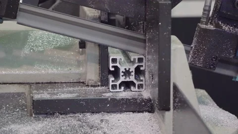 The equipment for processing of metal, saw for cutting profile Stock Footage 143014850