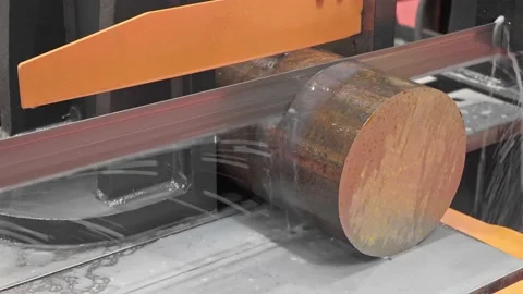 The equipment for processing of metal, saw for cutting steel profile Stock Footage 154963503