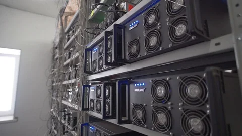 Equipment for the production of cryptocurrencies Video stock 119650866