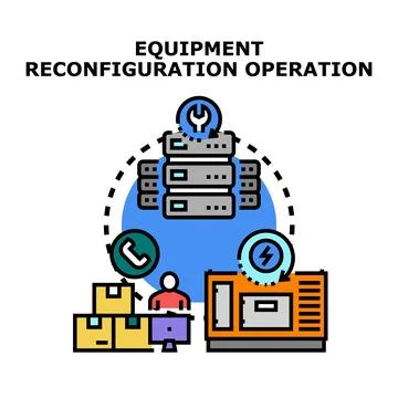 Equipment reconfiguration operation and technical support Stock Illustration