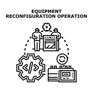 Equipment reconfiguration operation process improvement concept 库存插图
